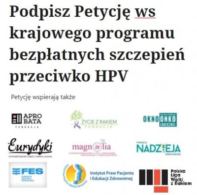 HPV - petycja do Ministerstwa Zdrowia